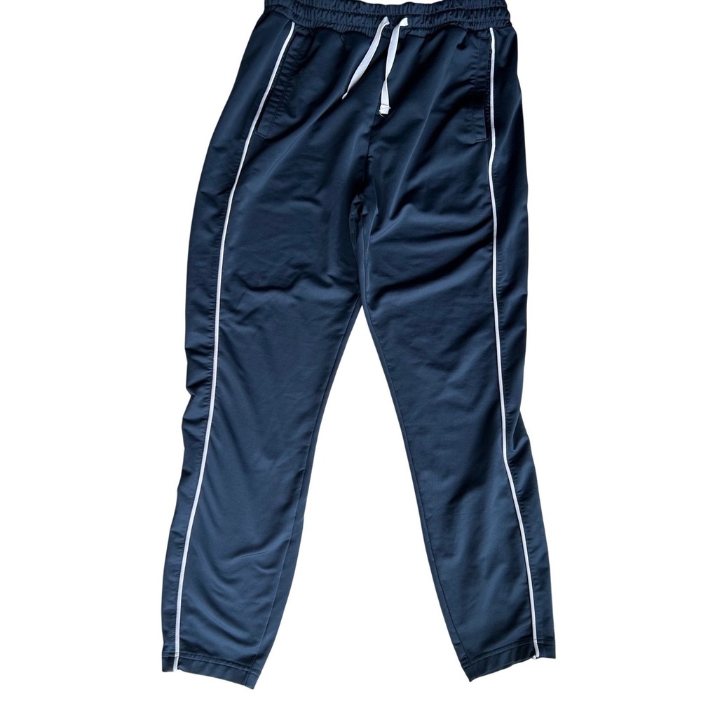 Gymshark Men's Track Jogger Pants Navy Blue White Stripe Athletic Sweatpants L